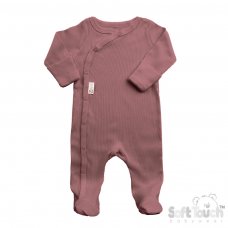 SS4500-DR: Deco Rose Ribbed Sleepsuit (0-3 Months)